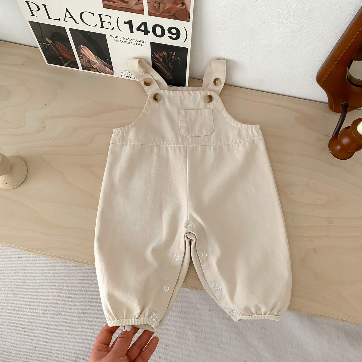 Wholesale Open-end Shoulder Straps with Adjustable Cotton Baby Pants